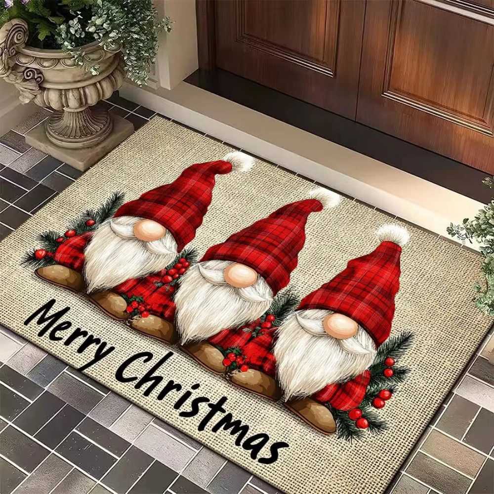 1pcs Santa Claus Snowman Elf Christmas Doormat Festive Non Slip Entrance Rug Holiday Floor Mat for Living Room Bedroom DecorM251126