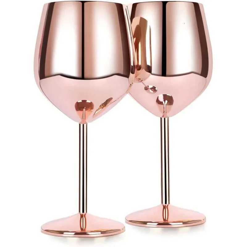 JUSTINLAU 500ML Stainless Steel Red Wine Cocktail Cup Unbreakable Metal Tall Champagne Glass KTV Bar Goblet European Wine Glass C251126
