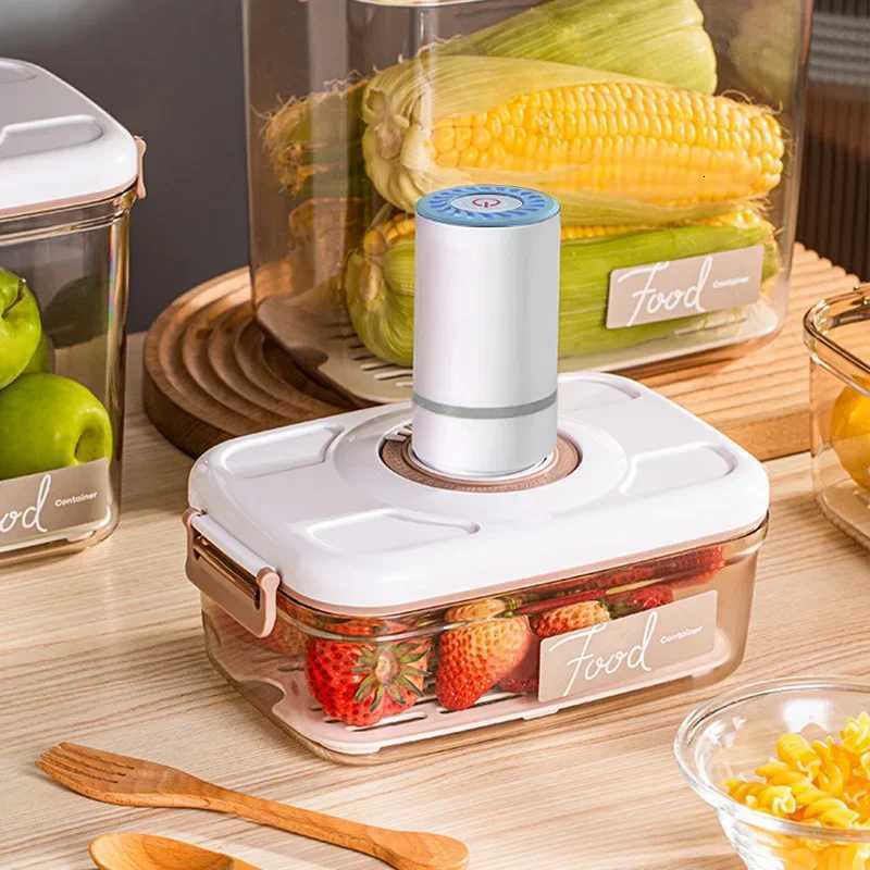 Vacuum storage box sealed grain tank household fresh-keeping box refrigerator drainable food storage container Kitchen Organizer Y251126