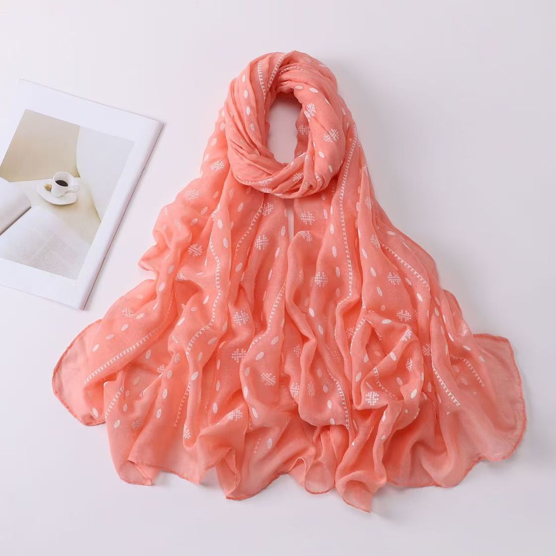 T560 new fashion cotton and linen foam scarf winter spring and autumn gauze scarf literary neck scarf versatile shawl long thin scarf