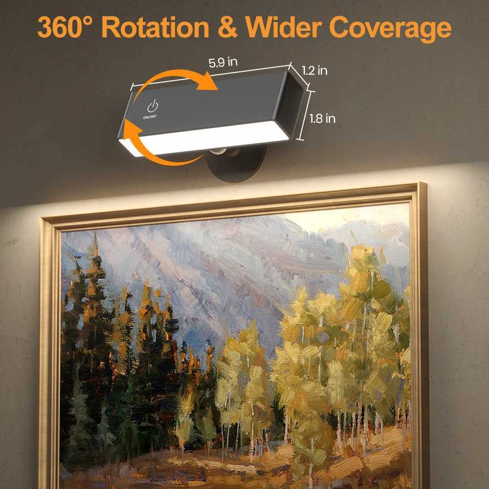 Rechargeable Wall Sconces with Remote 3 Color Temperatures Rotatable LED Wall Bedside Lamp Portable Reading Light Mirror Lamp M251126