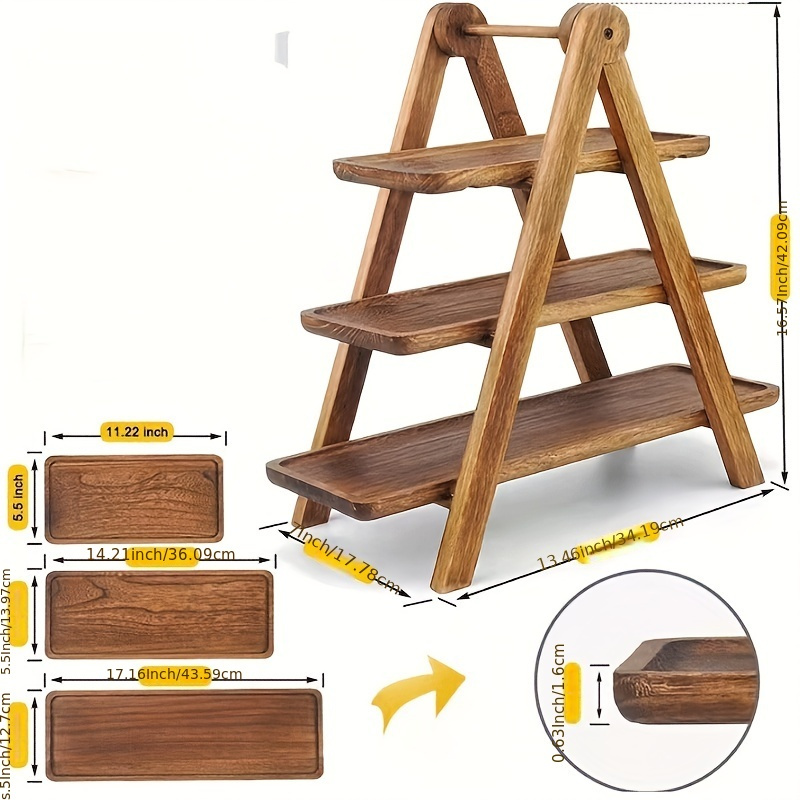 Wooden dessert table display rack cold meal tea break table tableware high footed cake fruit plate solid wood tray