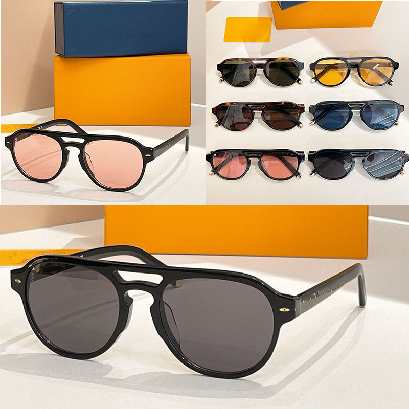 Ladies Designer Monogram Fame Round Sunglasses Ladies Acetate Frame Glasses Exquisite Double Beam Large frame Sunglasses UV Protection Z2856 New Top Quality