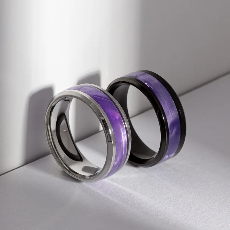 Selling Classic Steel Black Elegant Purple Colorful Couple Ring For Women Men Jewelry Accessories Size 6-13 251126