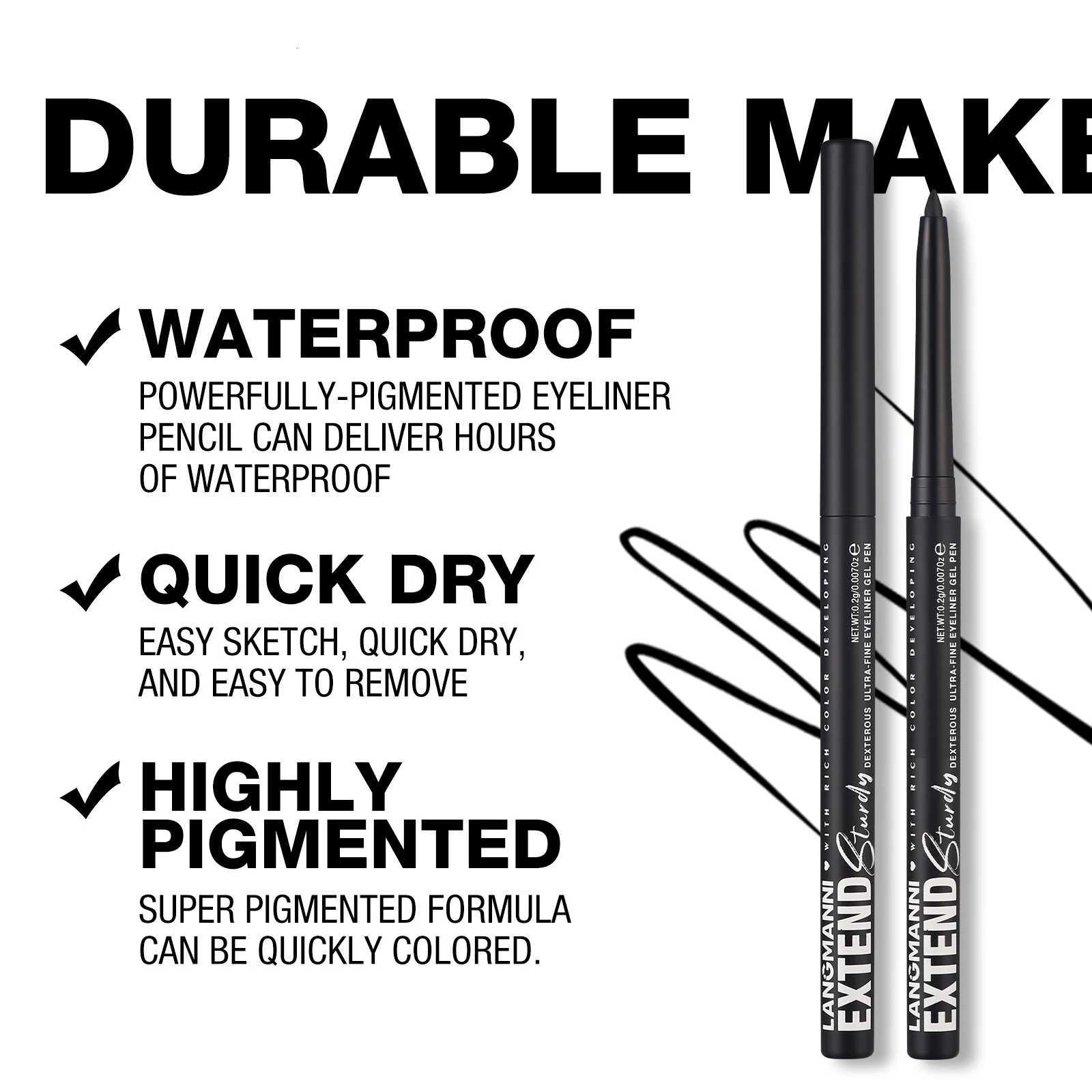 LANGMANNI 12-color single non-smudge eyeliner gel pen waterproof sweatproof rotating eyeliner penT251126