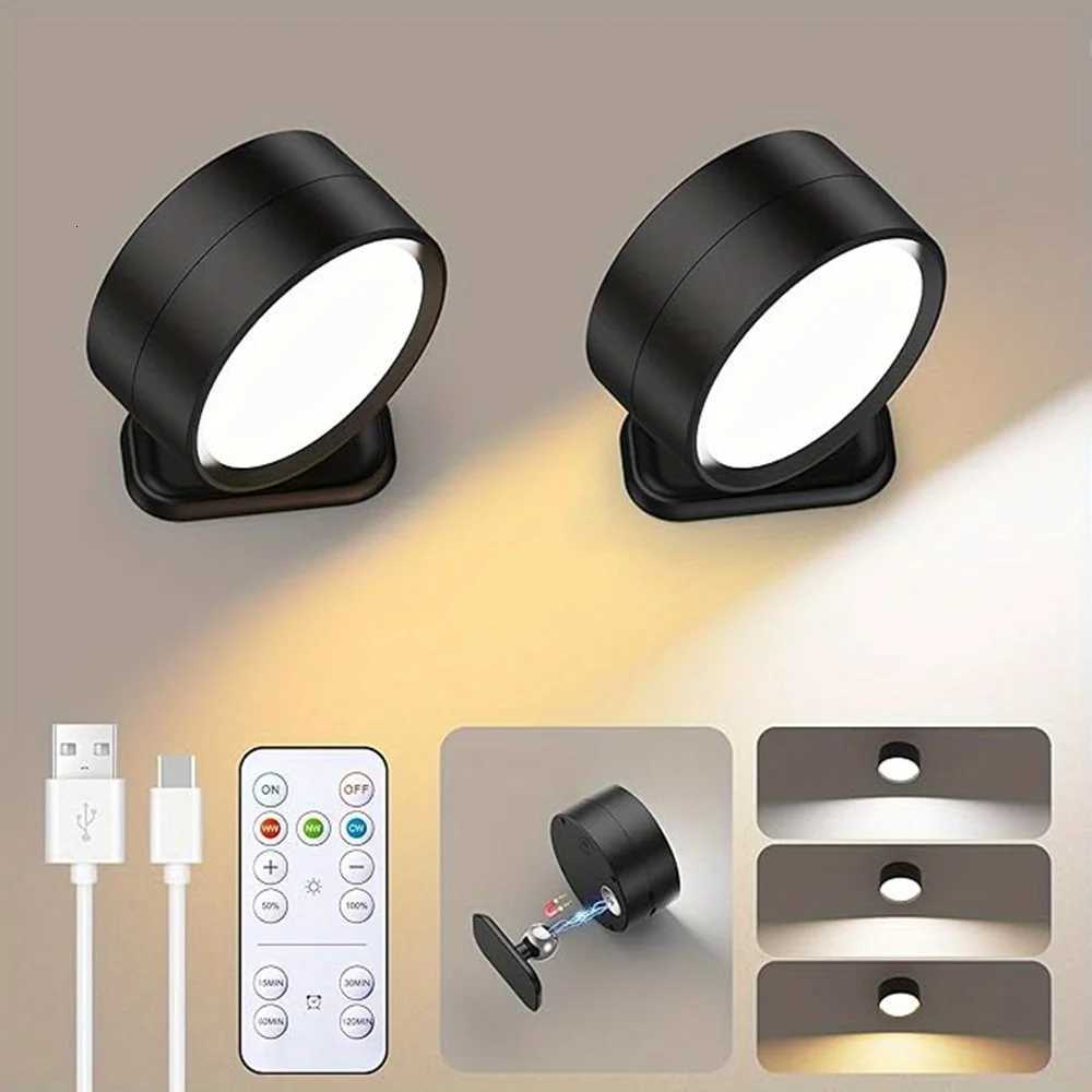 Magnetic LED Wall Light Rechargeable Reading Lights 360 Rotation Touch Remote Control Cabinet Spotlight Night Lamp M251126