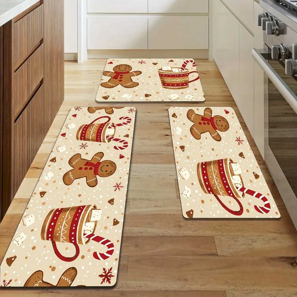 Christmas Gingerbread Man Carpet Mat Rug - Happy Christmas Design Home Decoration with Snowman Pattern Rugs for BedroomM251126