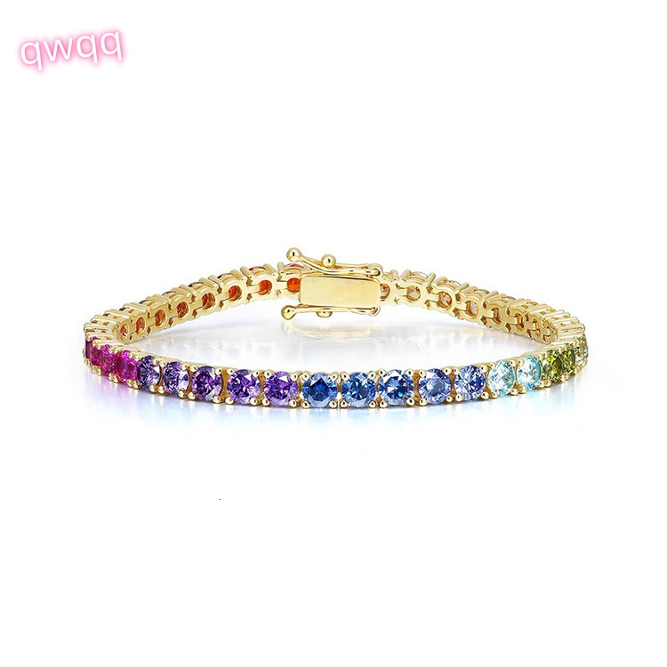 Polychrome Rainbow 3mm-6.5mm High Quality 5A CZ Diamond Real 925 Silver Bracelet Tennis Chain