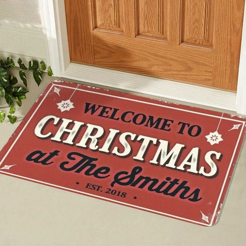 1pc Welcome to Christmas at Home Holiday indoor and outdoor rear front door welcome mat winter door matM251126