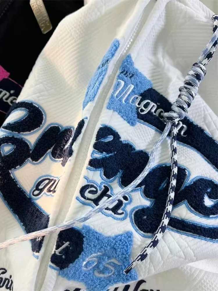 Oversized Hooded Sweatshirt Women Harajuku Letter Graphics Print Hoodies Female Korean Fashion Vintage Casual Zipper Streetwear J251136