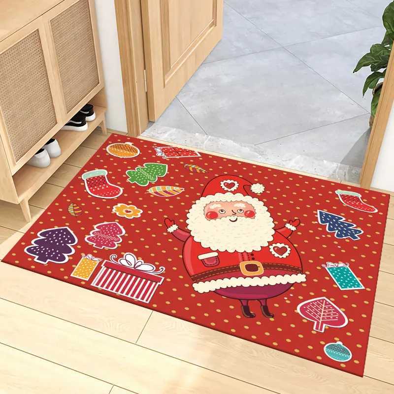 Christmas Cartoon Carpet Mat Rug Santa Reindeer Snowman Home Decoration Festive Entryway Decor Floor Mat with Merry ChristmasM251126