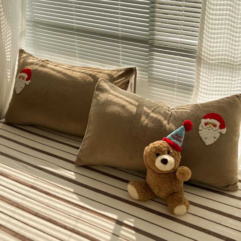Christmas Brown Cute Christmas Bear Embroidery Bedding Set Single Double Queen Size Duvet cover Set Bed Sheet Pillowcases Christmas Gifts Y251126
