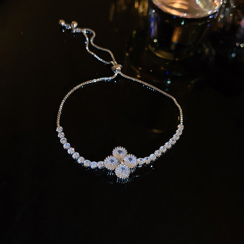 Real Gold Plated Flower Zircon Pull-out Personality Fashion Elegant Light Luxury High-end Bracelet Wholesale - view 6