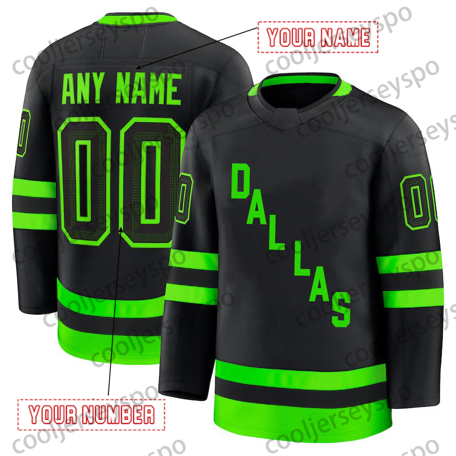 Custom Stars Tyler Hockey Jersey Wyatt Johnston Jason Robertson Jamie Benn Miro Heiskanen Mikko Rantanen Thomas Harley Embroidered Letter Number Desig