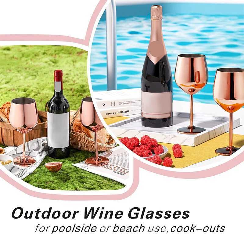 304 Stainless Steel Cocktail Glass 2PCS Champagne Goblet Wine Cup Set Durable Sturdy Mental Rose Gold Red WIne Drinking Cup C251126