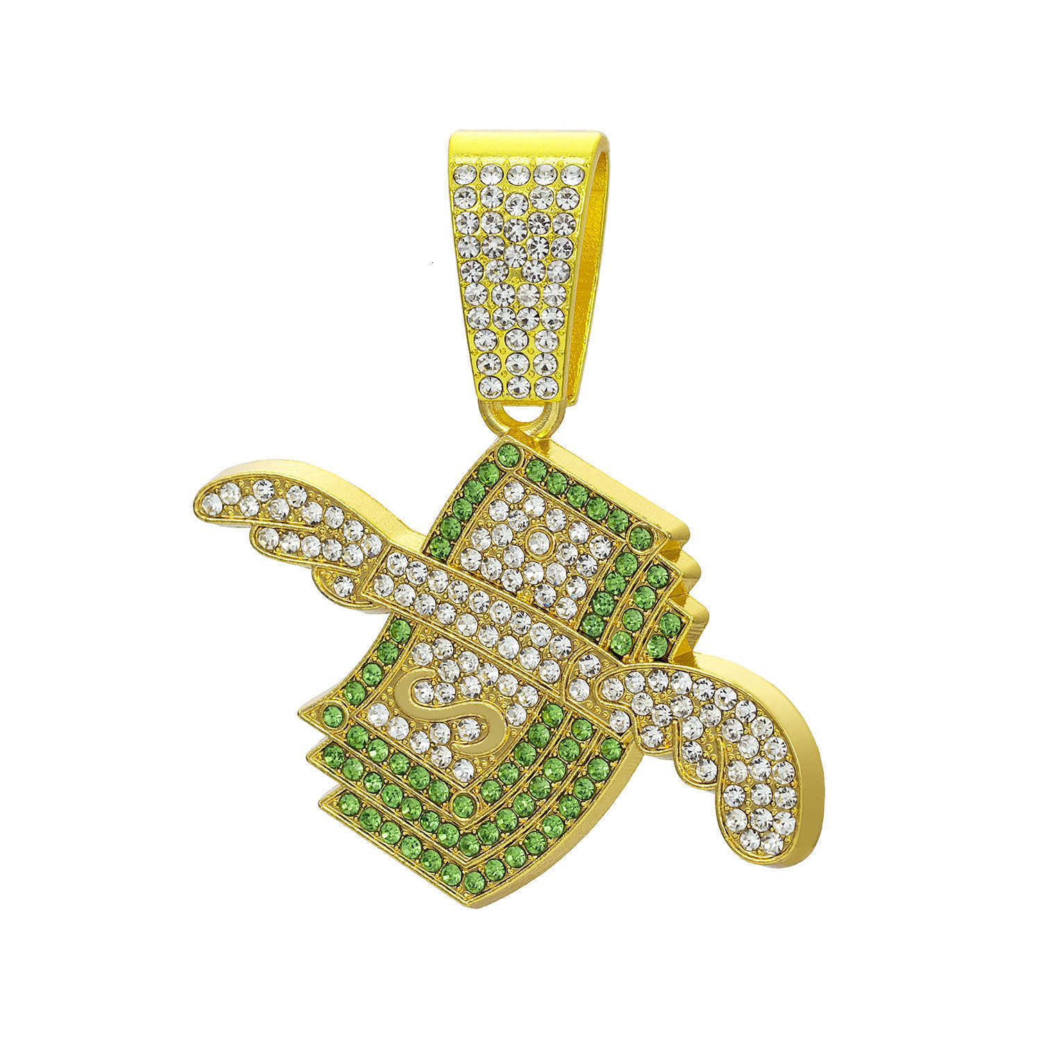 American Flying Wings Dollar Diamond Engraved Alloy Hip-Hop Pendant Necklace Beard Clip Cuban Chain Jewelry X250224