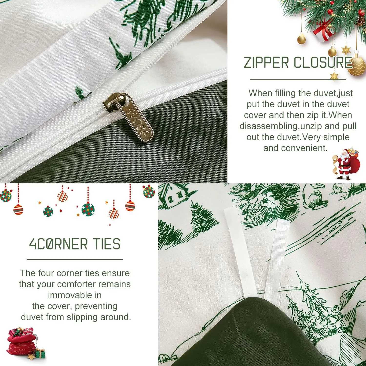 Christmas Christmas Duvet Cover Set Green Christmas Tree Snowman Village Duvet Cover Soft Microfiber Bedding SetKing Size 220x230cm Y251126