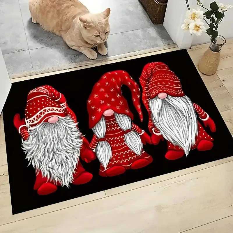 Christmas Gingerbread Man Santa Theme Entrance Door Mat Indoor Rug Dirt Resistant Foot Mat Home Decor Mat for Foyer BathroomM251126