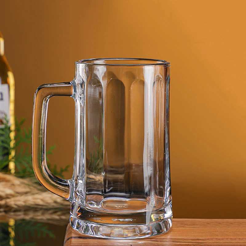 400ml/600ml Thick Bottomed Beer Glass Household Large Capacity Draft Beer Glass with Handle Drinkware Vintage Foreign Wine Glass C251126