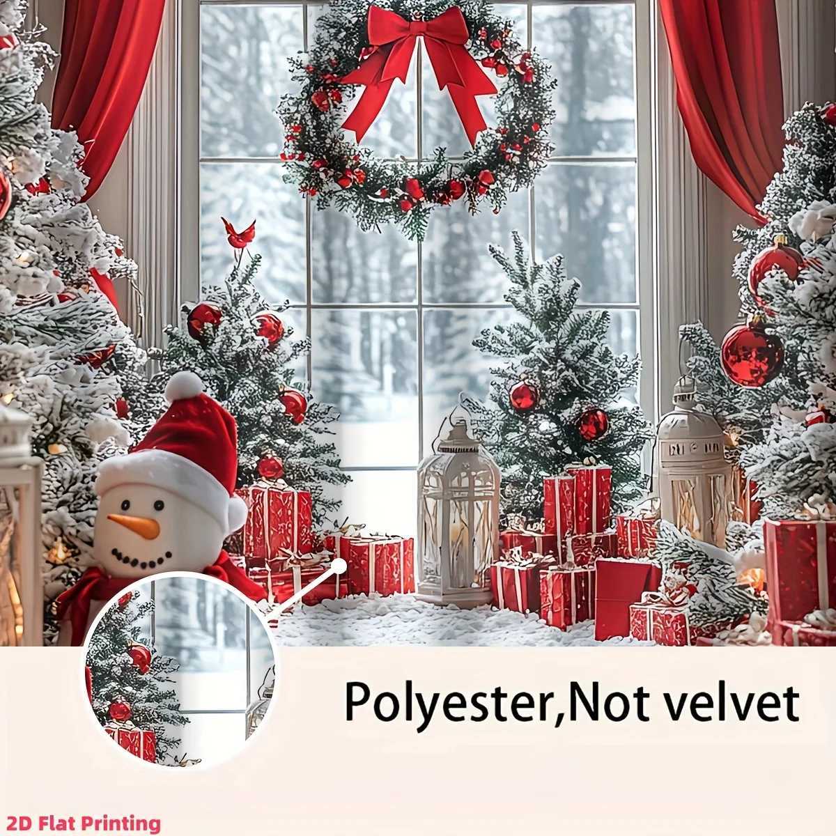 Curtain Christmas Snowman Tree Christmas Curtains 2pcs 2D Flat Print Polyester Rod Pocket Machine Washable for Living Room Bedroom Study Decor Y251126