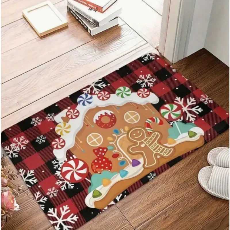 1pc Christmas Dwarf Welcome Door Mat Gingerbread Man Christmas Gift Mat That Perfect for Home and Christmas Decoration DoorwayM251126