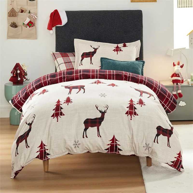 Christmas Christmas Duvet Cover Reversible Buffalo Check Printed Christmas Plaid Includes 1 Duvet Cover and 2 Pillow Shams Y251126