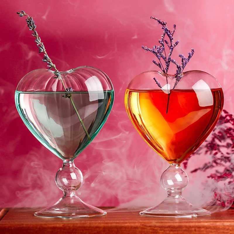 1Pc Creative Lovely Heart-shaped Cup Water Glass With Straw Glass Wine Juice Cup Club Drinkware Container Decoration C251126