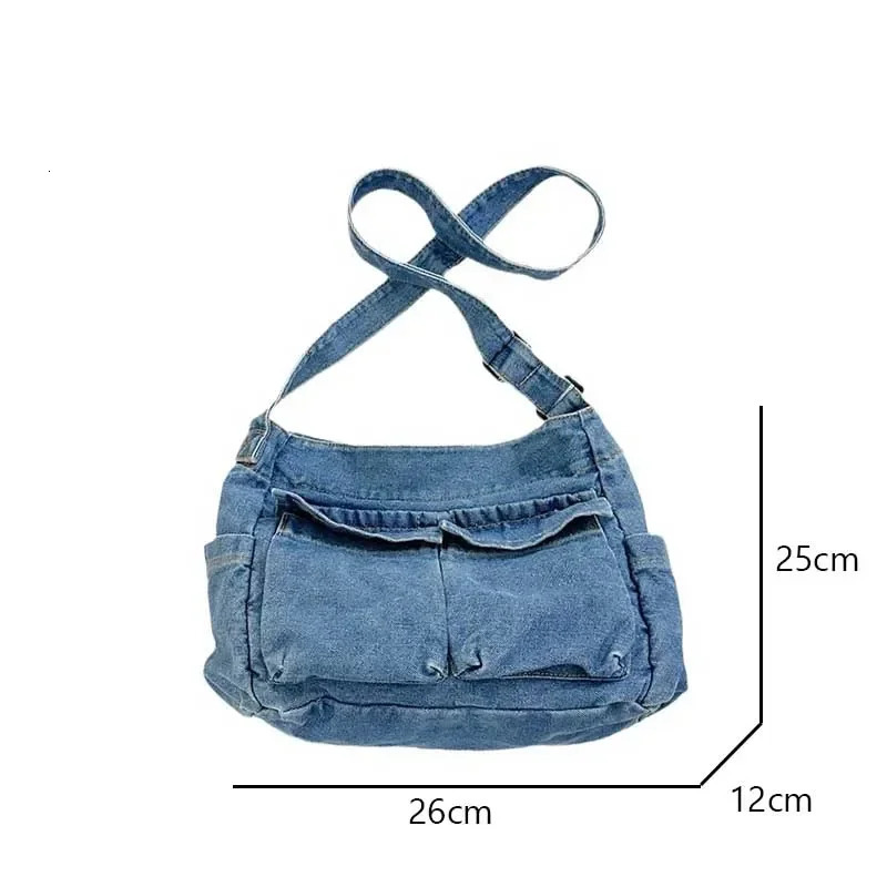 Denim Vintage Messenger Bag for Women Tote Handbag Fashion Jeans Crossbody Shoulder Bag Large Capacity Causal Ladies Satchel Bag 251124