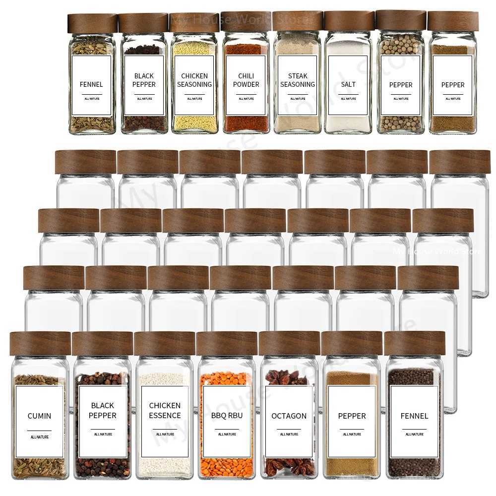 13Pcs Glass Spice Jars with Bamboo Lids 4oz Glass Jars Spice Jar Set Seasoning Jars Organizer Storage Bottles for Spice Rack Y251126