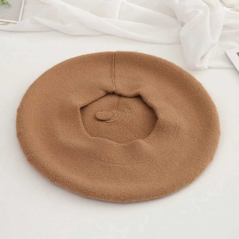 Hat for women big size circumference winter soft cashmere Beret Hat Women retro warm knitting artist hat casual pumpkin hat J251125