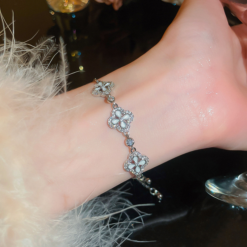 Oil-Drip Zircon Rhombus Flower Adjustable Bracelet Exquisite Light Luxury Fashionable Elegant Niche High-End Jewelry - view 4