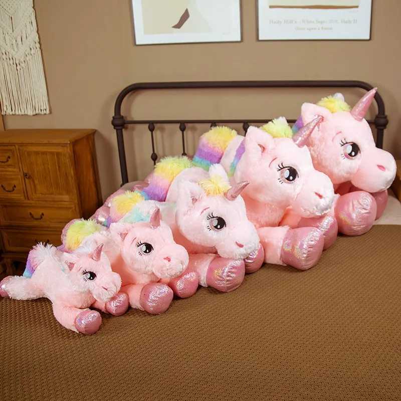 New Arrival Large Unicorn Plush Toys Cute Pink Rainbow Horse Soft Doll Stuffed Animal Big Toys For Girlfriend Birthday GiftT251126