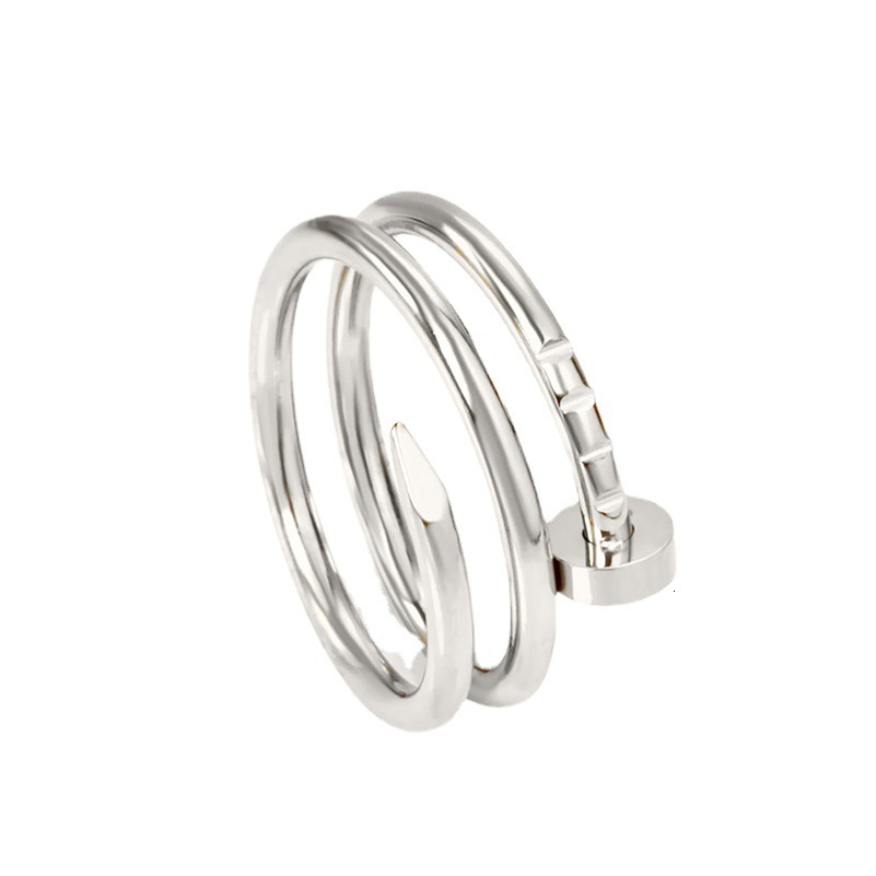 Xinghe personalized titanium steel for couples, classic diamond free spiral index finger bracelet, nail shaped ring