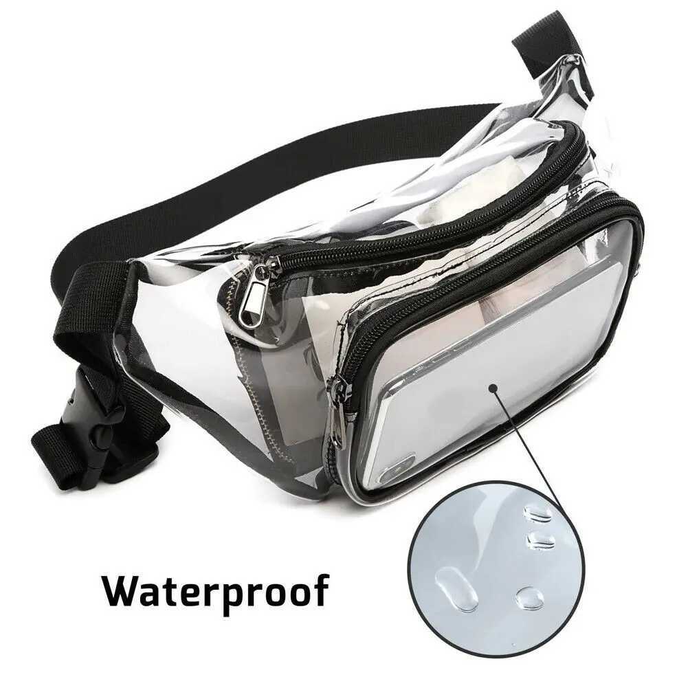 PVC Women Waist Fanny Pack Belt Bag Hip Bum Bag Clear Transparent Chest PouchT251126