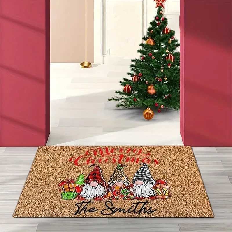 Christmas Doormat Merry Christmas Design Red Hat Figurines Floor Mat For Festive Entryway Holiday DecorM251126