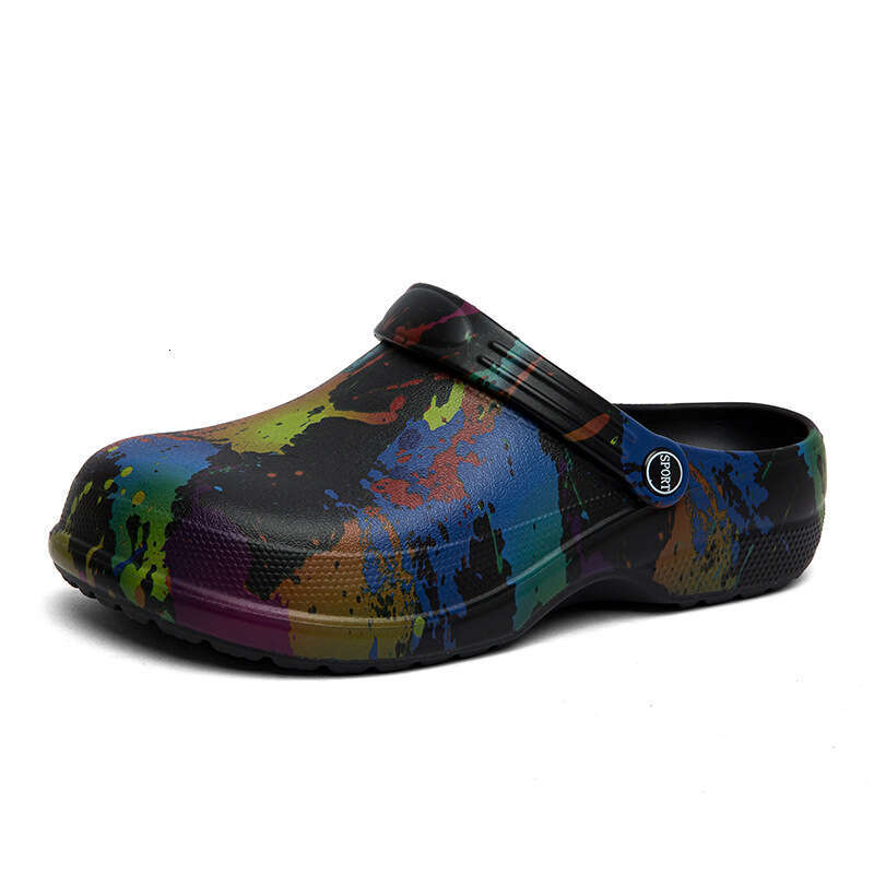 Cross-Border Summer Clogs with Free shipping designer hot 3331 Toe Cover, Printed Sandals, Men's Sports Outdoor Home Beach Slippers Wholesale