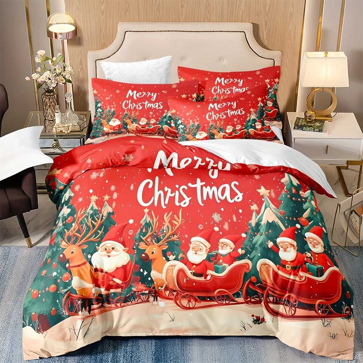 Christmas MERRY Christmas 2026 Bedding Set 3D Printed Duvet Cover Set Soft Single Double Size Bed Set 2026 Christmas Home Decorations Y251126