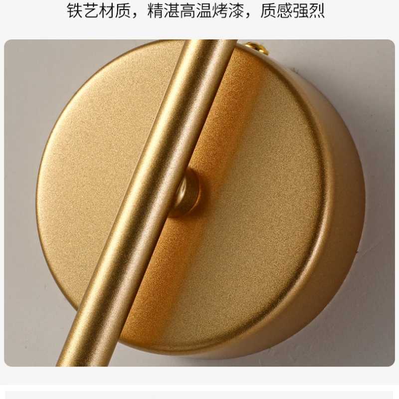 USB Rechargeable Gold LED Glass Wall Lamp with Remote Control Dimming Modern Bedside Sconce for Bedroom and Corridor Decor M251126