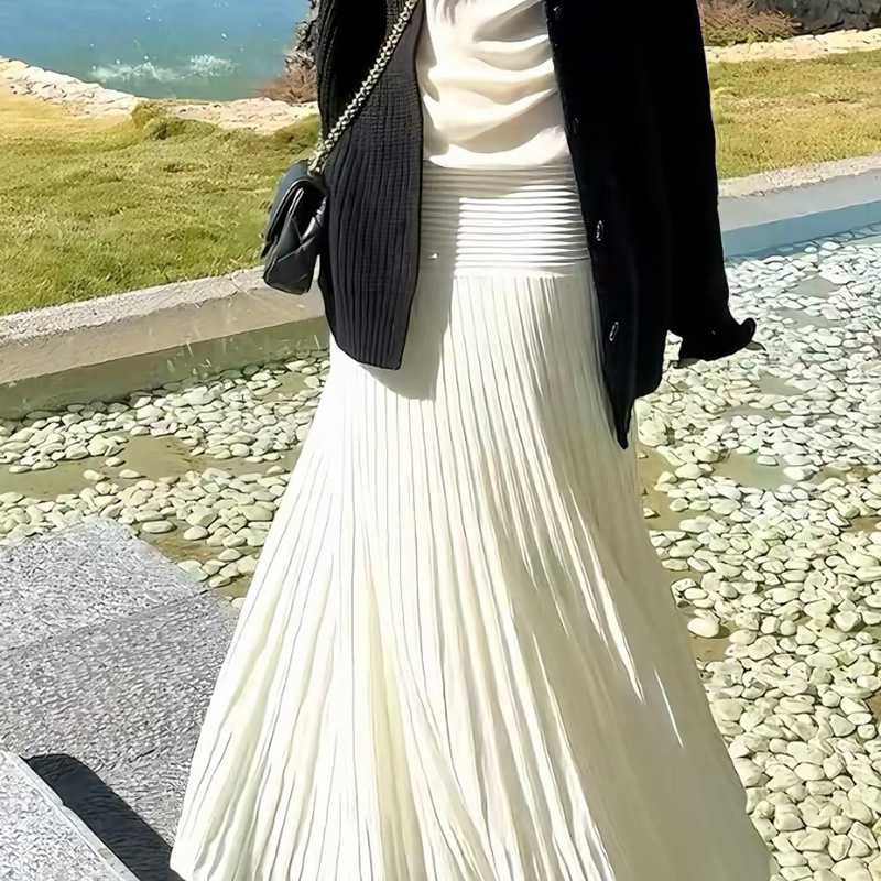 LO2674 Yellow Knitted Fishtail Skirt, Autumn/Winter Thickened Mid-Length Skirt for Women