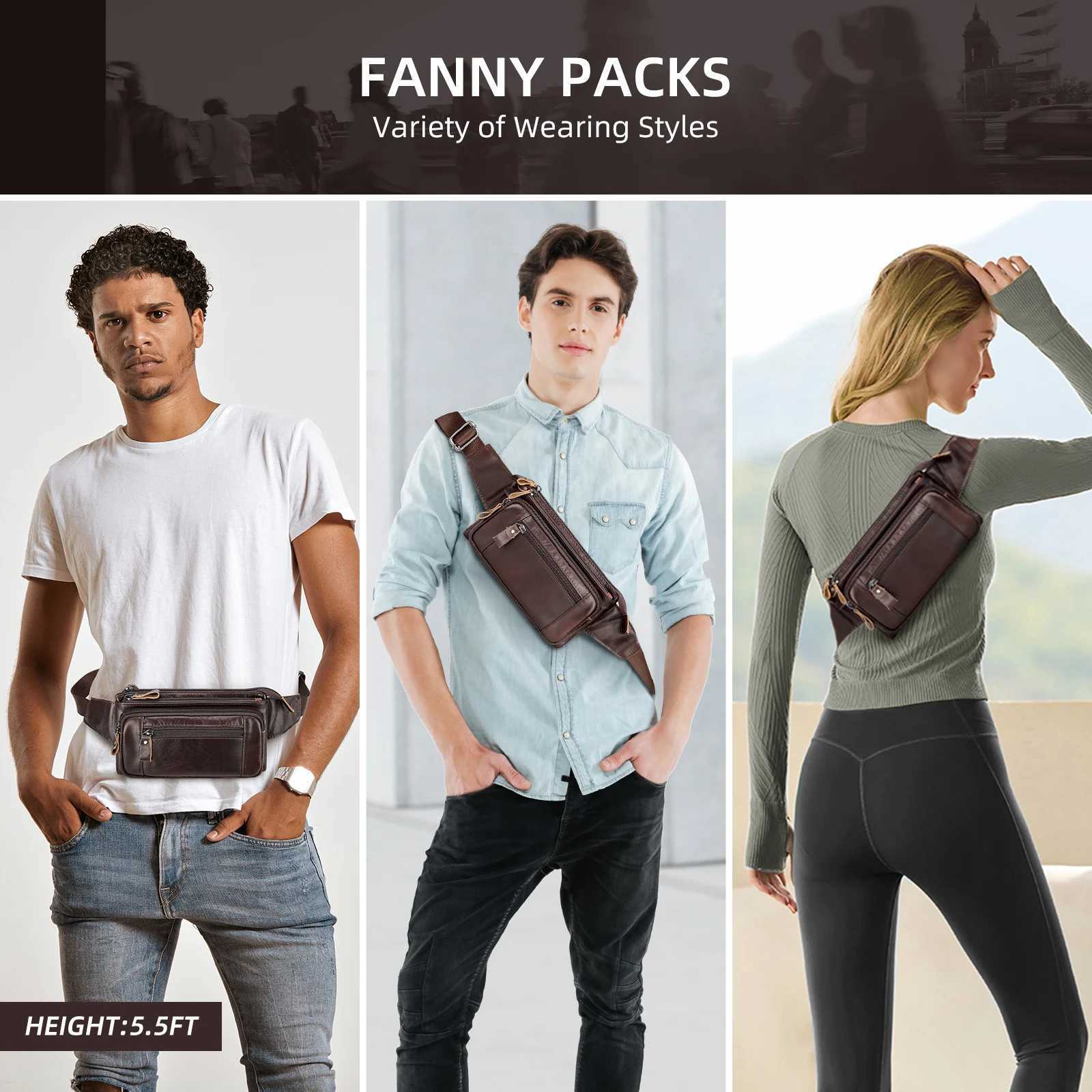 HUMERPAUL Brand Fashion Waist Packs Men Genuine Leather Organizer Travel Chest Bag Large Capacity Male Crossbody BagT251126