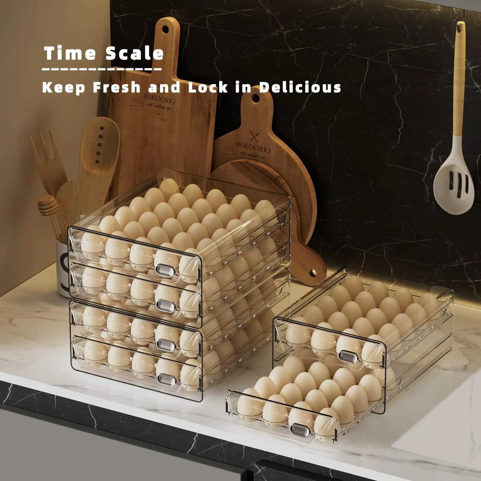 Clear 60 Egg Container for Refrigerator Egg Holder for FridgeStackable Egg Storage Container Egg Fresh Storage Box Tray Y251126