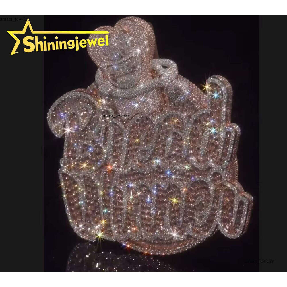 Custom High-Quality Personalized Rapper Jewelry 925 Silver Baguette Hip-Hop VVS Moissanite Moissanite Round Men's Pendant