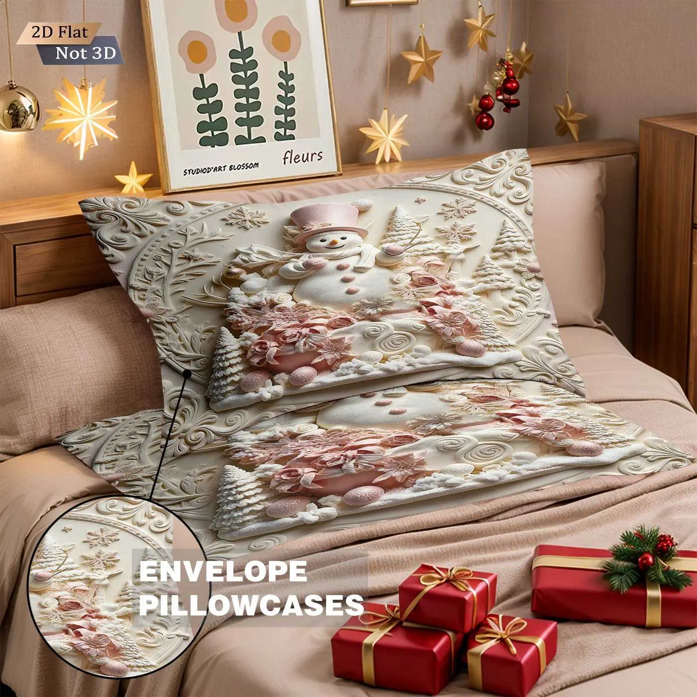 Christmas 3pcs imitation relief Christmas snowman printed coreless bedding set multi size bedroom bedding decoration machine washable Y251126