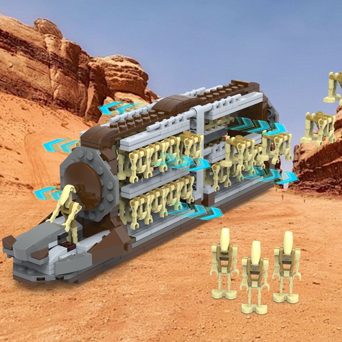 522PCS Space War Troop Carrier Building Blocks Solider Transport Vehicle Model Bricks Desktop Decoration Toys Kids Holiday Gift TUES