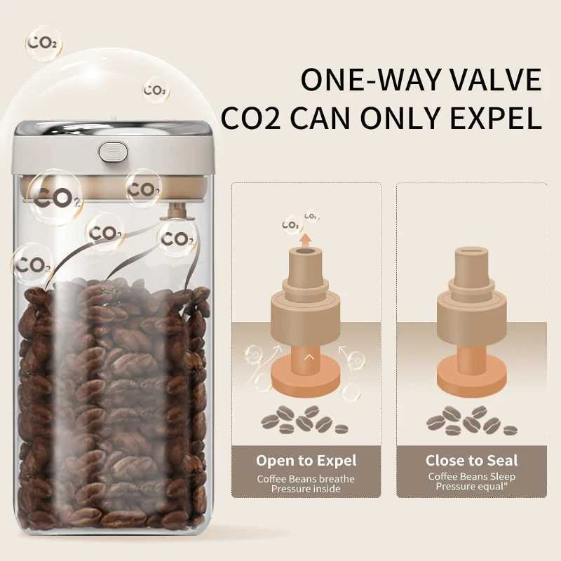 Coffee Canister Premium Glass - Airtight Coffee Container with One-Way CO2 Valve and Freshness Tracker for Coffee Bean Storage Y251126