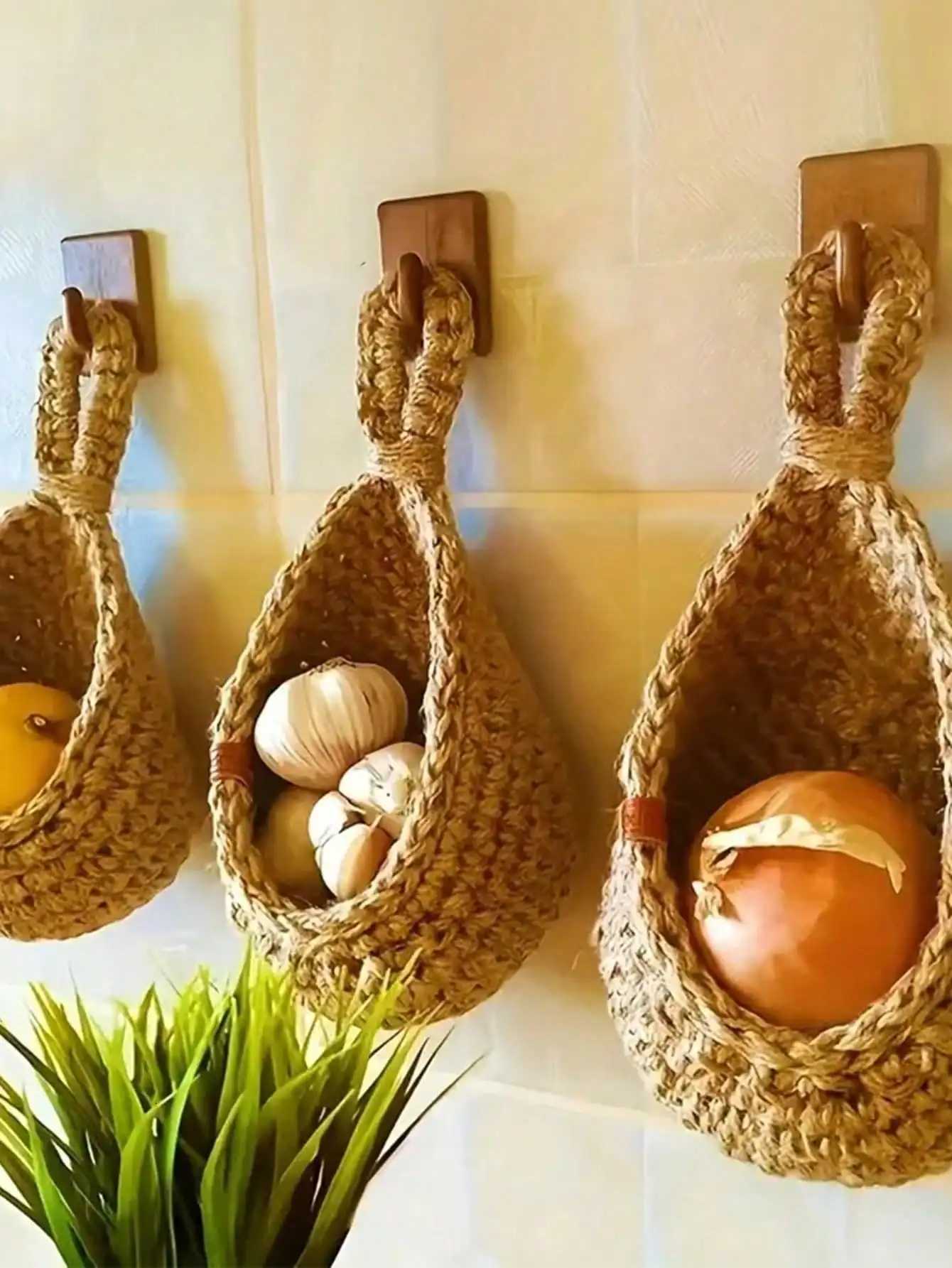 Wall Decor Hanging Basket Bohemian Woven Basket Planting Planter Container Teardrop Shape Suitable for Vegetables and Fruits Y251126