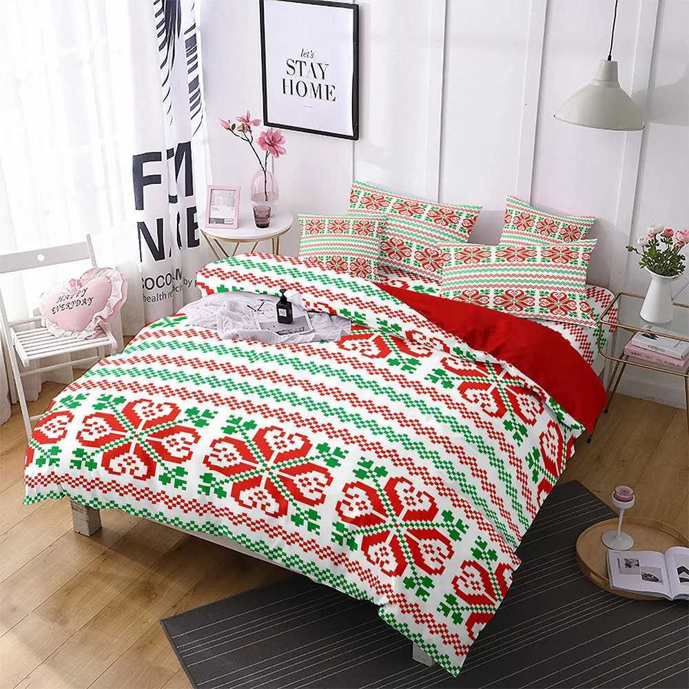 Christmas Red Christmas quilt cover three-piece polyester 3D digital bedding Y251126