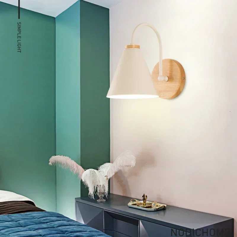 Nordic Wall Sconce Light Fixture for Bedroom Bedside Living Room Lighting Luminaire Lamp Indoor Wooden decor retro M251126