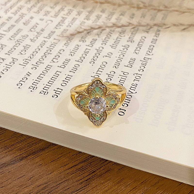 New Chinese-style Enamel Drip Oil Pattern Ring Versatile Ring High quality gold designer diamond ring rings designer for women engagement men love rin - view 5