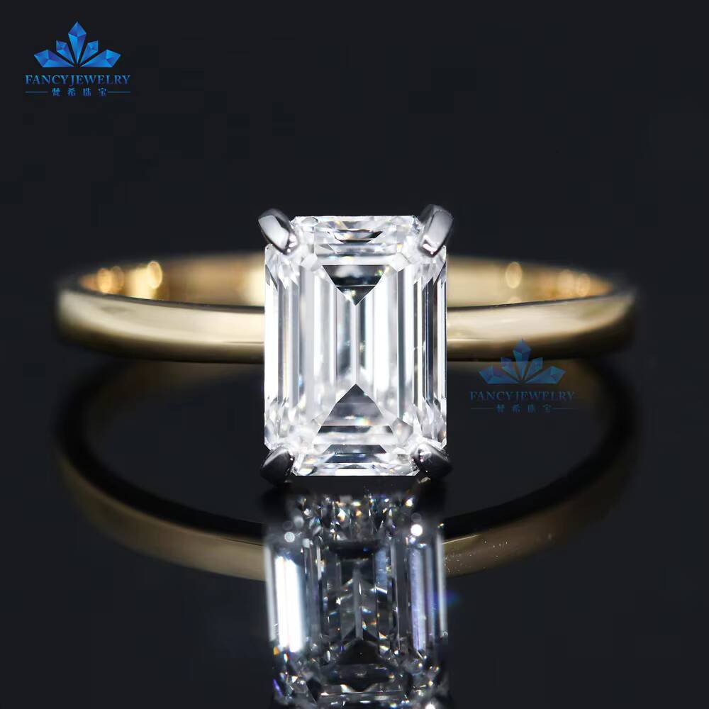 Custom Jewelry 1 2 3 4 5 Ct Real 14K 18K Emerald Lab Created CVD Wedding Solid Gold Lab Grown Diamond Engagement Ring
